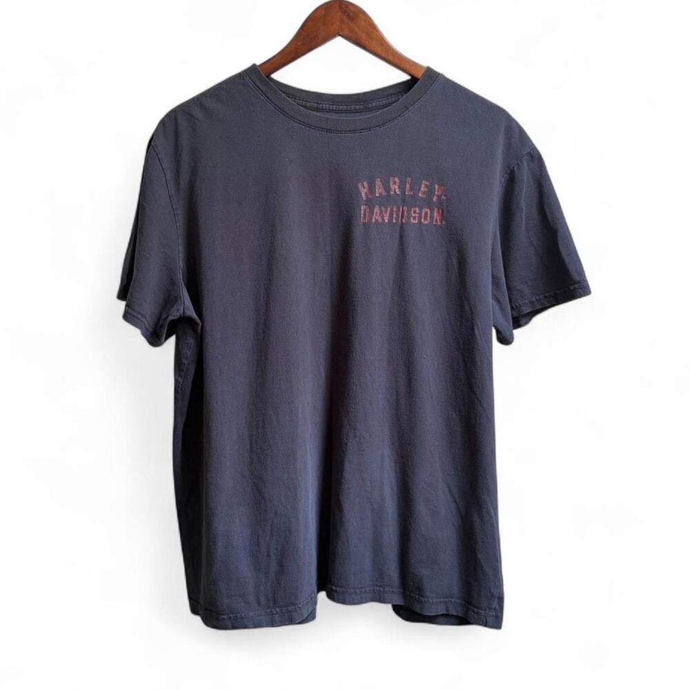 Harley Davidson Biker Grunge Logo Spellout Mens L Streetwear Faded Tee
